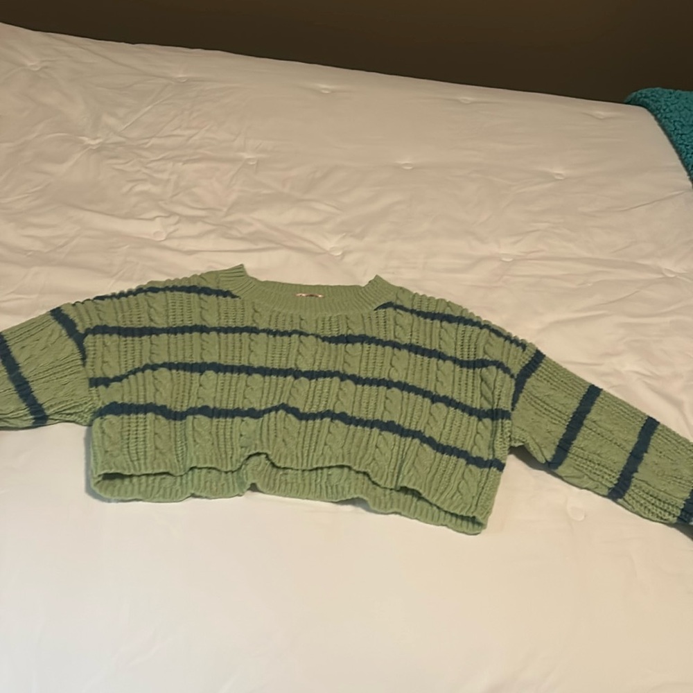Size medium green and navy Bailey rose cropped sweater-fits like small